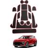 SHAOHAO Compatibile con Hyundai Kona EV SX2 2024 2025 2026 tappetini in gomma per console centrale antiscivolo supporto per bevande tappetino per porta e porta Hyundai Kona accessori Rosso
