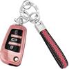 Koaudb Cover Chiave Auto per Audi Accessori 3 pulsanti, oro rosa