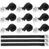 XNJIHWA 12PCS Cinghie a Cricchetto Cinghie di Fissaggio Regolabili Cinghie di Tensione Caricabile Fino a 100 KG per Portapacchi Moto Carico Rimorchi Camion,44x2cm Nero