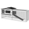 PawHut Gabbia per conigli PawHut in legno di abete, recinto per piccoli animali, 156 x 58 x 68 cm, grigio chiaro