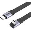 ROLINE Cavo USB4 2.0 piatto, connettori C-C, con connettori ST/ST, supporto per risoluzione 8K UHD, velocità di trasferimento dati fino a 80 Gbit/s, potenza fino a 240W, con angolo di 270° su un lato, colore nero, lunghezza 0,8 metri