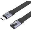 ROLINE Cavo USB4 2.0 piatto, connettori C-C, con terminazioni ST/ST, supporto per risoluzione 8K UHD, velocità di trasferimento dati fino a 80 Gbit/s, potenza fino a 240W, con angolo di 90° su un lato, colore nero, lunghezza 0,8 metri