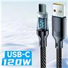 StarTech Cavo di ricarica USB-C - 120W PD, connettore USB-C a USB-C - Ricarica rapida 6A - Display LED - Cavo intrecciato da 1 metro per ricarica e trasferimento dati - Nero