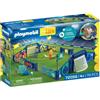PLAYMOBIL 72056 Stadio di calcio e sfide, My Life Sport & azione, con meccanismo di tiro e 2 porte per giocare, 78 pezzi, adatto dai 4 anni