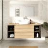 Parama Mobile bagno sospeso 140cm due cassetti con top rovere chiaro stone oak e due vani a giorno rovere vintage wenge | Hexa