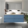 Parama Mobile bagno sospeso 140cm quattro cassetti alby blue con top rovere chiaro | Hexa