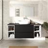 Parama Mobile bagno sospeso 120cm due cassetti con top nero opaco e due vani a giorno bianco opaco | Hexa