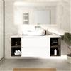 Parama Mobile bagno sospeso 140cm due cassetti con top bianco opaco e due vani a giorno rovere scuro vintage wenge | Hexa