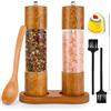 BBWELL Macina Pepe,Macina Sale Pepe,Set Macina Sale e Pepe in Legno,Ceramico Regolabile Macinapepe,Macinino per Pepe con Trasparenti Finestra in Acrilico,per Cumino Erba Sesamo,Spezie, Finocchi