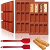 LUCKNIGHT 3 Pezzi Stampi per Barrette di Cereali Rettangolari, Stampo Rettangolare in Silicone con 12 Cavità, Antiaderente Stampo Barretta in Silicone per Barrette Energetiche, Cioccolato, Torte, Pane