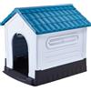 Lanco - Cuccia per Cani di Piccola Taglia. Uso interno ed esterno con griglie di ventilazione. Materiale resistente. 68x55x66 cm. Blu e bianco.