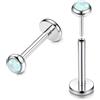 FIOROYAL G23 Titanio Piercing Labbro Brillantino 16G 8MM Piercing Medusa con Senza Filettatura Piercing Naso Brillantino Argento Orecchio Opale Helix Trago