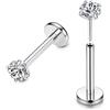 FIOROYAL G23 Titanio Piercing Labbro Brillantino 16G 8MM Piercing Medusa con Senza Filettatura Piercing Naso Brillantino Argento Orecchio CZ Helix Trago