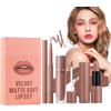 Generico Set Trucco Labbra E Rossetto Color Carne Opaca, Rossetto Liquido Opaco/rossetto Con Labbra Nude Ad Alto Pigmento E Matita Per Labbra, Trucco Colore Labbra Liscio, Set Di Matite Labbra
