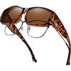 DUCO Sovraocchiali da sole Occhiali da sole sovrapponibili con protezione UV400 Polarizzati Adattamento sopra i bicchieri 8956 (Tortoise)