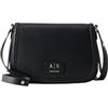 Armani Exchange Borsa da donna Tory, chiusura a bottone, con logo dorato, colore nero