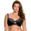 Dorina Reggiseno Donna Celine - con Ferretto, Non Imbottito, Coppe Preformate, Pizzo Floreale con Fiocco in Raso e Schiena in Power Mesh Supportivo, Nero