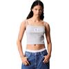 Calvin Klein Donna Canotta Woven Label Cami a Costine, Grigio (Bc06 Grey Heather), XL