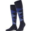 Burlington Edinburgh M Kh lana al ginocchio fantasia 1 paio, Calzini lunghi Uomo, Blu Dark Blue Melange 6688, 40-46