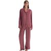 Dagi Regular Waist Lace Detailed Woven Trousers, Fondo del Pigiama da Donna, Dusty Rose,