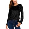 Urban CoCo Women's Vintage Velvet T-Shirt Casual Long Sleeve Top (L, Black)