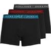JACK & JONES Jacwaistband Trunks 3 Pack Noos Boxer, Grigio (Hawaian Ocean/Fiery Red), Small (Pacco da 3) Uomo