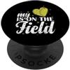 heart is on the field softball heart sof Il mio cuore è sul campo PopSockets PopGrip Adesivo