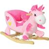 Altro Cavallo a Dondolo Unicorno con 32 Canzoni, Base in Legno e Cintura di Sicurezza,