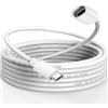 URELEGAN Cavo di prolunga USBC lungo 15 m per pannello solare ad anello e fotocamera, bianco impermeabile USB di tipo C maschio a femmina, cavo di prolunga da 45 W per anello pannello solare USBC, telecamera