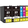 Bluink Cartucce d'inchiostro 27XL compatibili con Epson 27 27XL per Workforce WF-3620 WF-3640 WF-7110 WF-7210 WF-7610 WF-7620 WF-7710 WF-7715 (confezione da 5, nero/ciano/magenta/giallo)