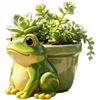 LUDHEP Vaso Fiori a Forma di Rana in Resina, Garden Gnome Rana per Piante Grasse, Decorazione da Interno ed Esterno con Smalto Lucido, Regalo Divertente