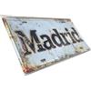 Gingiero Targa metallica vintage Madrid - 30 x 15 cm, targa rustica da parete per bar, pub, garage, grotta uomo, decorazione per la casa