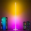 Meewata Lampada da terra a LED per soggiorno, lampada da terra bianca con telecomando, 16 milioni di colori fai da te, luce bianca calda, con funzione temporizzazione, 140 cm, lampada angolare RGB per TV