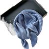 Generico Foulard Donna Seta 1 pezzo di sciarpa plissettata in seta da 70 cm, piccola sciarpa quadrata tinta unita, sciarpa leggera stagionale da donna.(Blue)