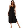 Jlowesun Pigiama Donna Cotone Lungo, Camicie da Notte in Morbido Cotone con Orlo Ondulato, Scollo a V Sottoveste Sciolto Elasticizzato con Spalline Sottoveste Donna Sexy XXL