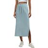 GRECERELLE Maxi gonna spessa da donna autunno inverno antirughe casual a vita alta regolabile con coulisse gonna con 2 tasche profonde e spacco laterale