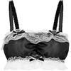 Satini Bralette Sissy Aderente in Chiffon, Nero, M