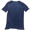 LSHARON Mens 100% seta di gelso maglia girocollo maniche corte t-shirt blu navy S