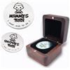 MYPAWLETS Moneta commemorativa per neogenitori, mamma, papà, divertente, in argento, con scatola in legno fatta a mano, regalo per la gravidanza per la prima volta, ricordo per i ricordi del bambino