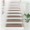 [en.casa] Set da 15 Tappeti Coprigradini per Scale Interne 65 x 24 cm Antiscivolo con Retro Adesivo - Rettangolare - Marrone Scuro