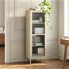 [en.casa] Armadio a Vetrata 4 Scomparti 150x50x35 cm in Acciaio Cammello
