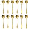 Homeponnew Cucchiaini da caffè a forma di cuore in acciaio inox lucido per casa e ristorante, confezione da 12, oro (oro)