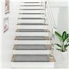 [en.casa] Set da 15 Tappeti Coprigradini per Scale Interne 65 x 24 cm Antiscivolo con Retro Adesivo - Rettangolare - Grigio Chiaro