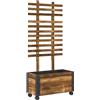 Altro Fioriera con Traliccio per Rampicanti e Rotelle, in Legno di Abete, 65x31x147 cm