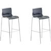 CLP set di 2 sgabelli da bar Hoover in plastica con struttura a 4 gambe cromata