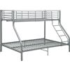 vidaXL Struttura letto a castello in metallo grigio 140x200 cm/90x200 cm