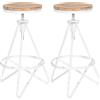 CLP Set da 2 sgabelli da bar CLP Karla, regolabili in altezza, stile industriale, color argento
