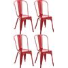 CLP Set di 4 sedie impilabili CLP Benedikt, con schienale in metallo, portanti fino a 200 kg, colore rosso