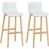 CLP Set di 2 sgabelli da bar CLP Hover con sedili in plastica e base a quattro gambe in legno di faggio grigio