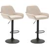 CLP Set di 2 sgabelli da bar Braga, regolabili in altezza, con rivestimento in tessuto color beige e poggiapiedi, struttura cromata